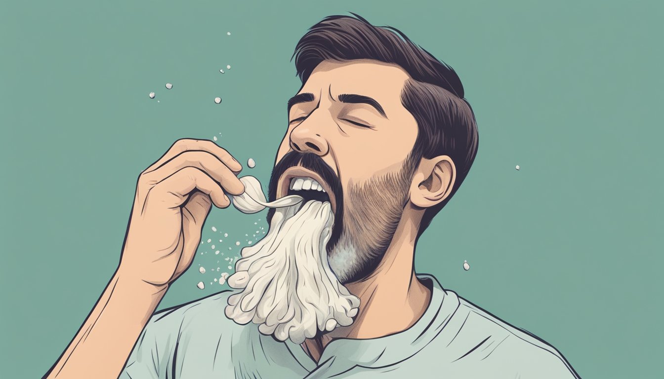 A person rinsing their mouth with a home remedy for gum infection.