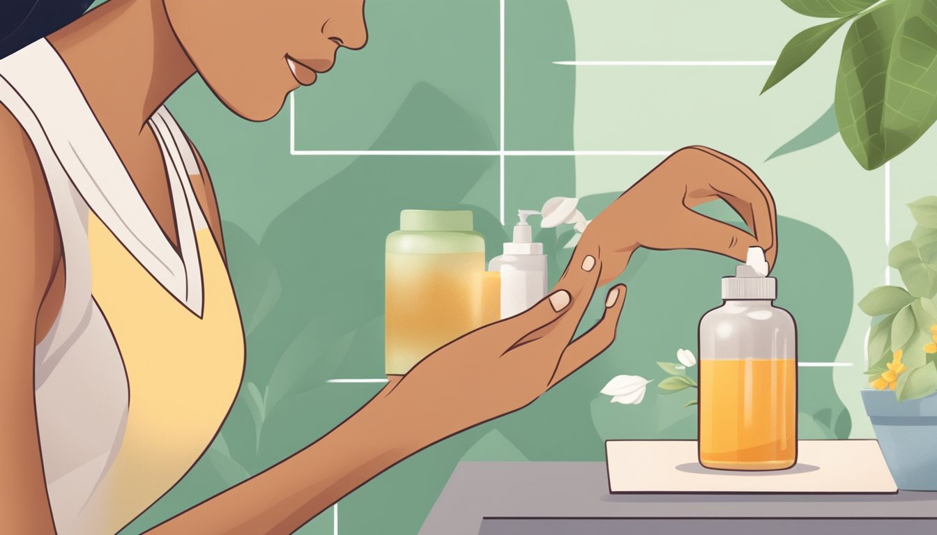 A person applying a home remedy to their skin.