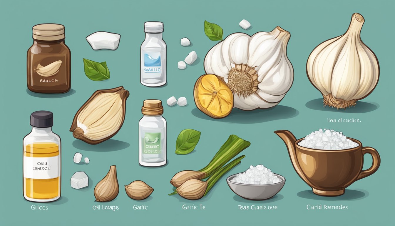Illustration of various home remedies for toothache.