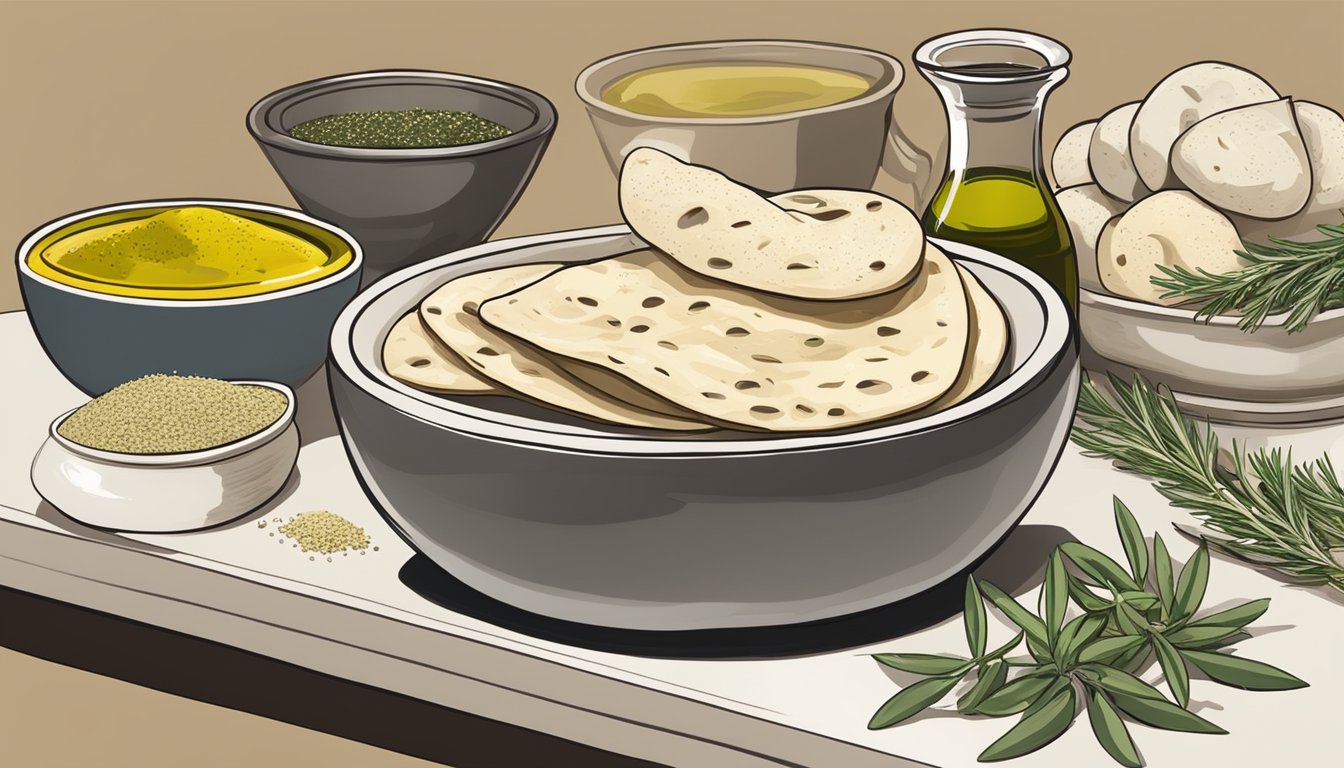 Illustration of various bowls and dishes with herbs and spices.