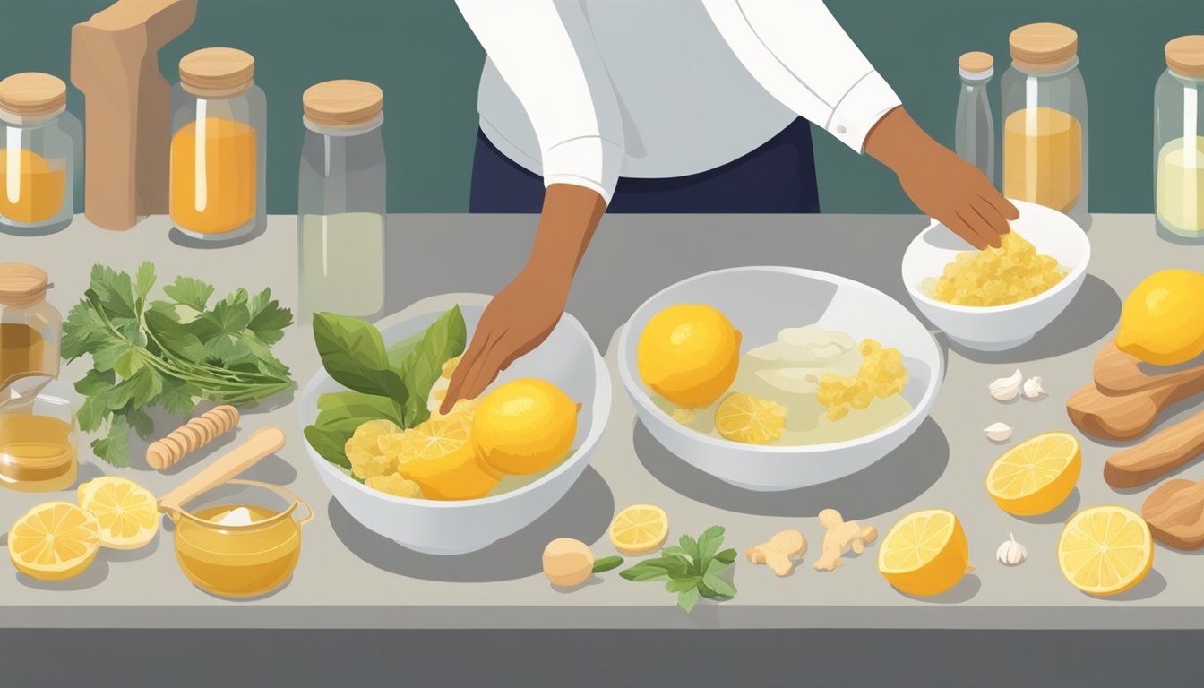 An illustration of a person preparing home remedies for a viral infection.