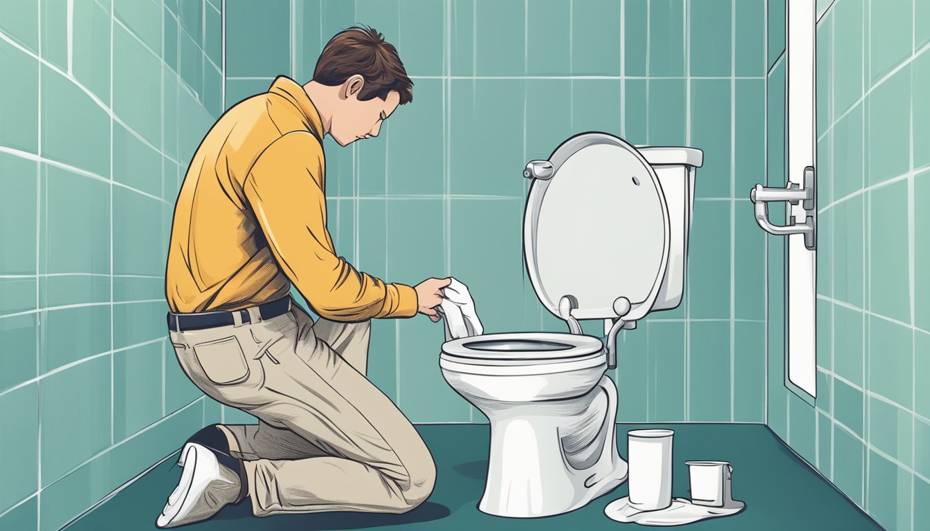 Illustration of a person experiencing symptoms of vomiting and diarrhea