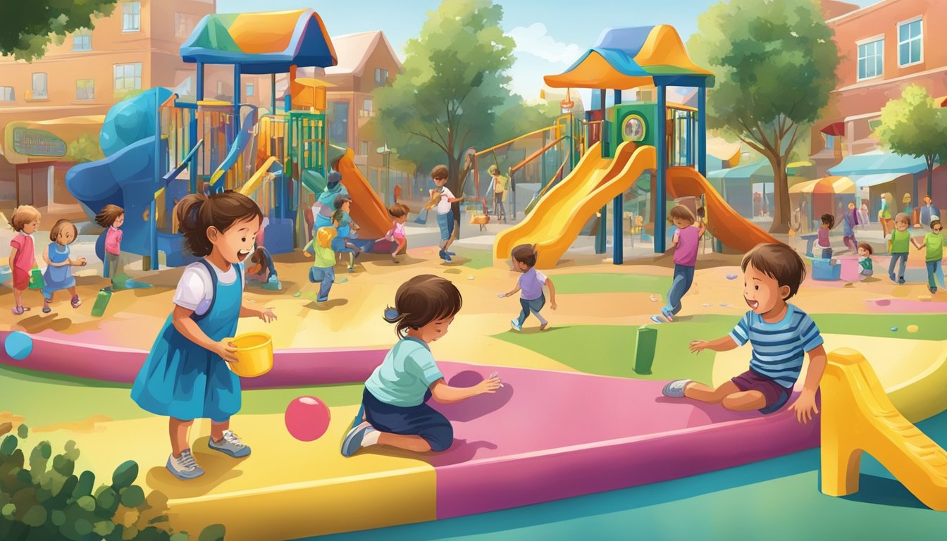 Illustration of children playing in a playground, symbolizing remedies for Hand Foot Mouth Disease.