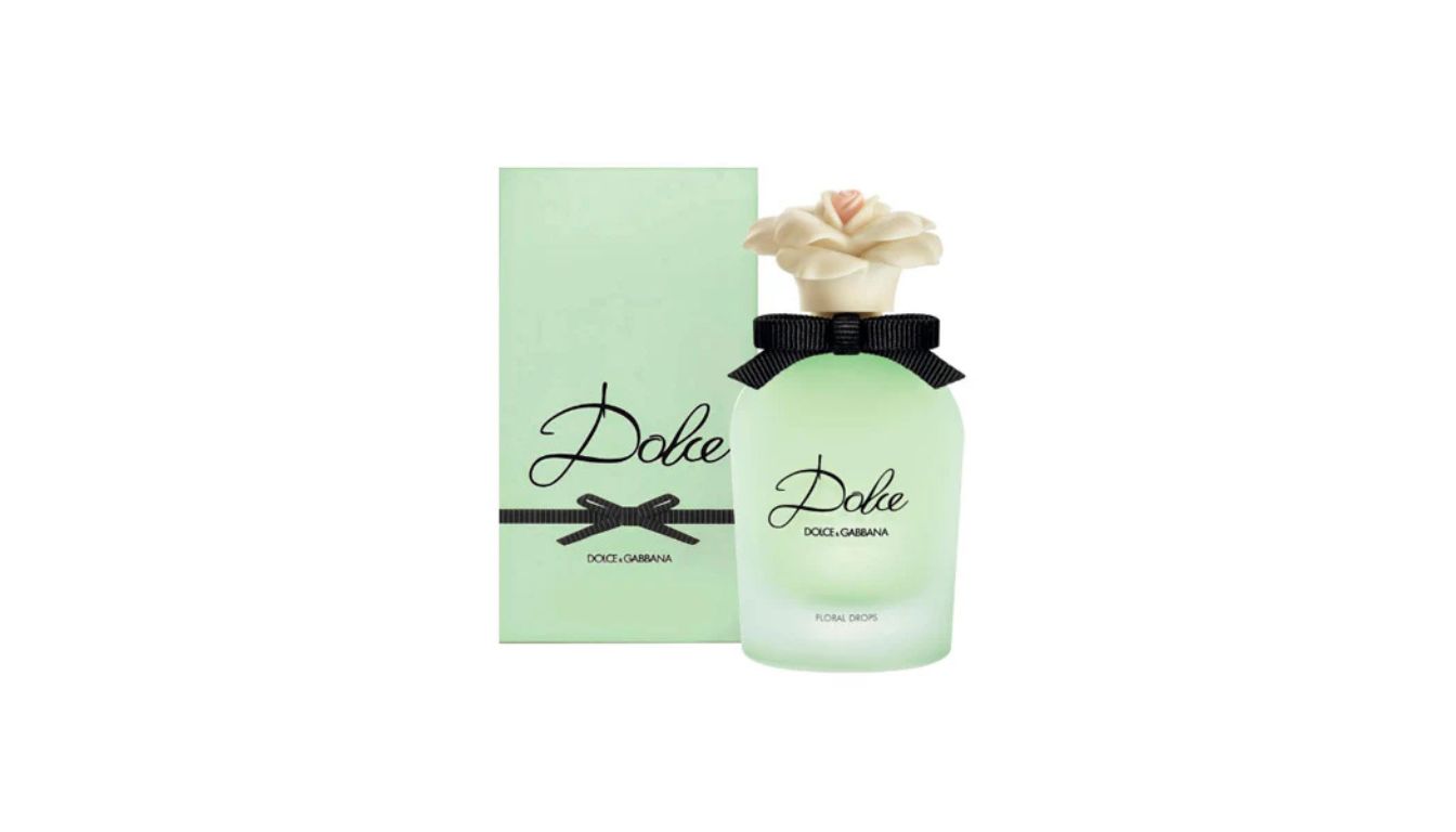 A bottle of Dolce & Gabbana Dolce Floral Drops perfume with its packaging.