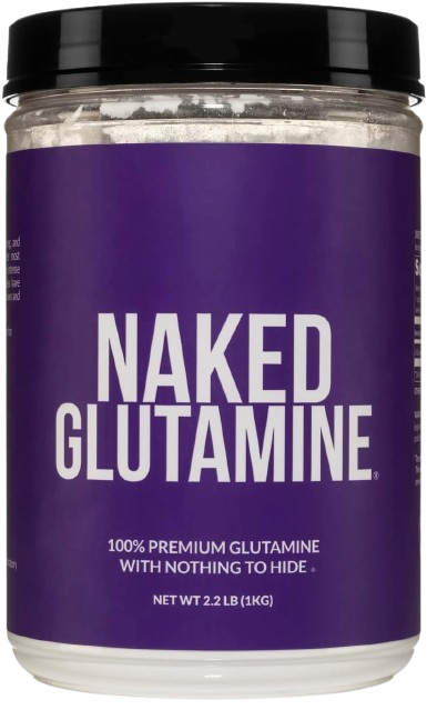 A purple Naked Glutamine packagin.