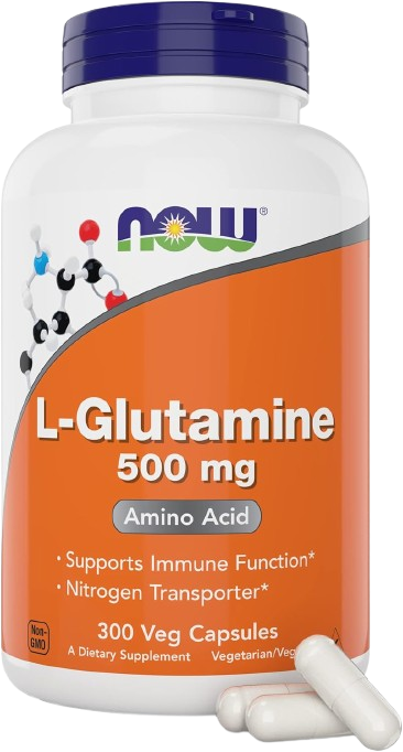 A white and orange L-Glutamine, package.