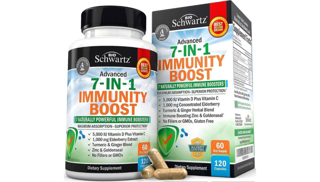 Immune Support Supplement with Zinc Vitamin C Vitamin D 5000 IU Elderberry Ginger D3 Goldenseal - Dr Approved Immunity Vitamins for Adults Women and Men - Natural Immune System Booster Defense -120ct