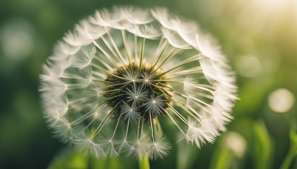 Close-up of a dandelion leaf with its jagged edges and vibrant green color, set against a soft, blurred background.