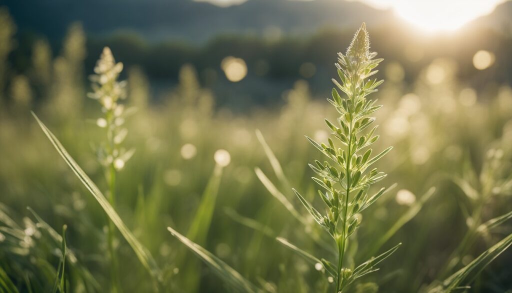 Close-up of Goosegrass (Eleusine indica) in a sunlit field.