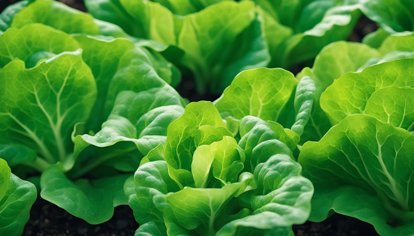 Close-up of vibrant green Buttercrunch lettuce growing in a garden.