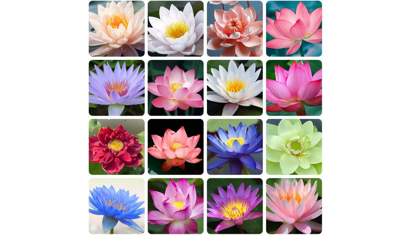 A bonsai lotus plant in full bloom, showcasing vibrant pink flowers and lush green leaves.