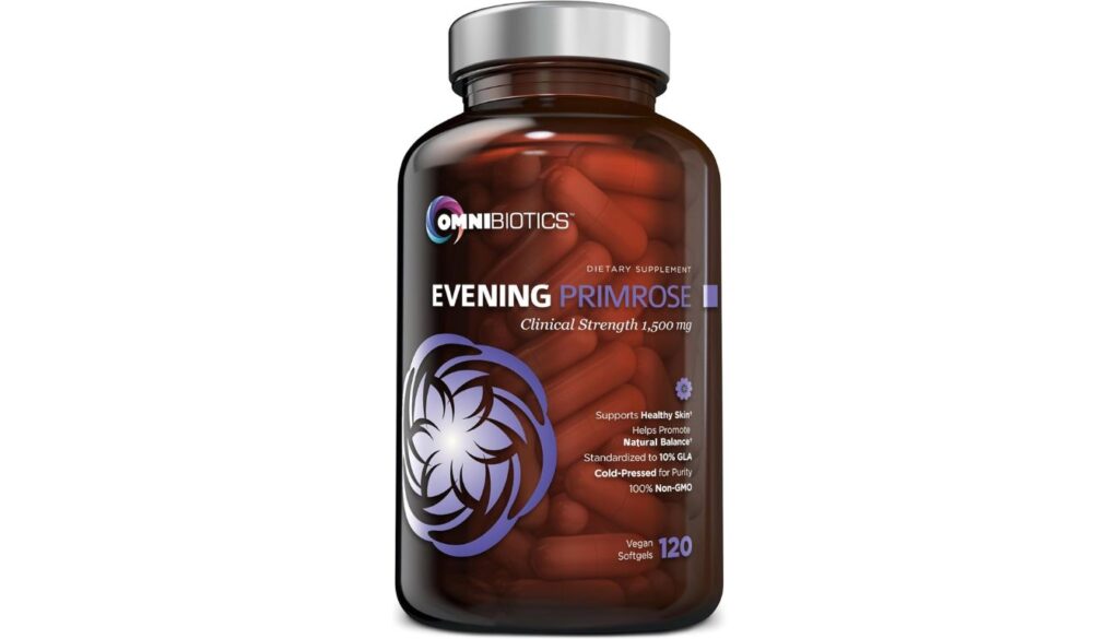 A bottle of Natural Balance Organic Evening Primrose Oil displayed with a clean and professional label design, highlighting its organic, cold-pressed formula.