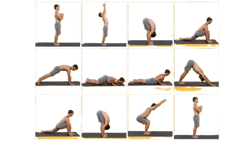 A person practicing a gentle yoga pose on a mat in a calm, bright space, focusing on stretching their leg and lower back to relieve sciatica pain.