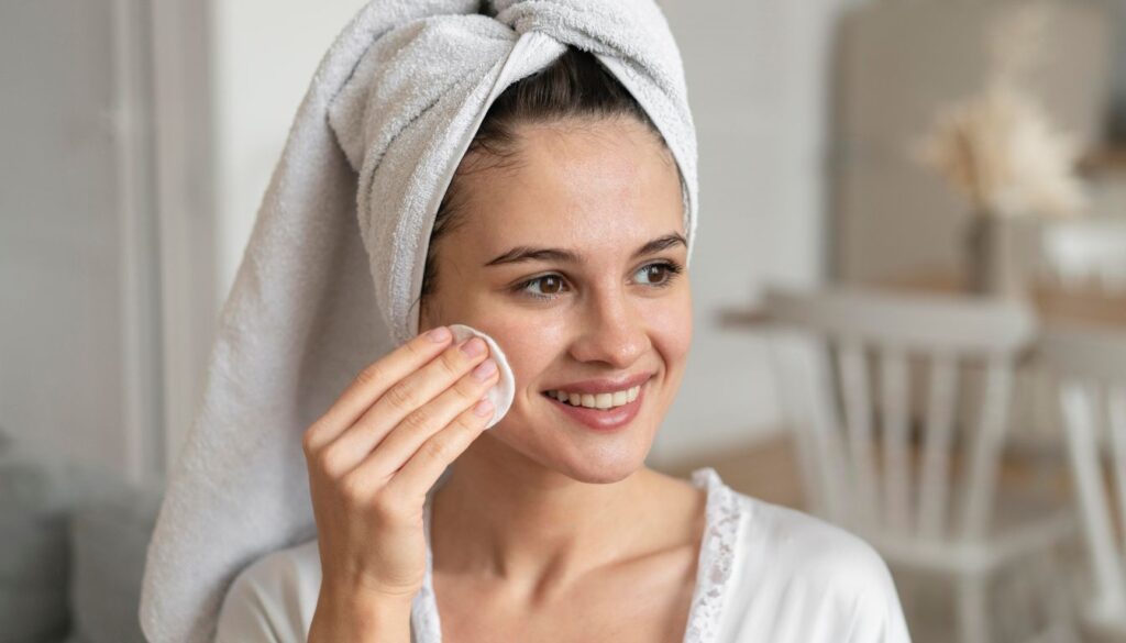 Close-up of a person's face showing smoother skin after effective at-home treatment for sebaceous hyperplasia.