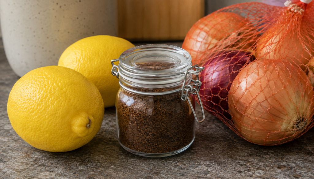Storing ground cloves, lemons, and onions properly in the kitchen