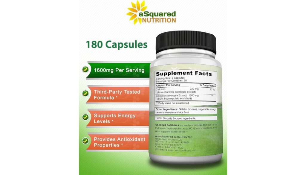 aSquared Nutrition Garcinia Cambogia 1600mg Review