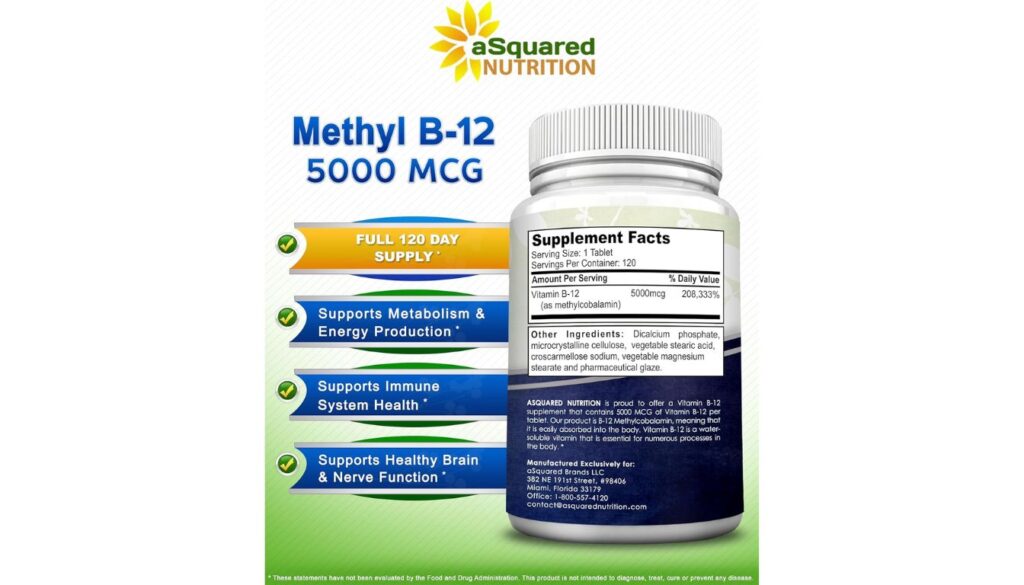 aSquared Nutrition Vitamin B12-5000 MCG Review