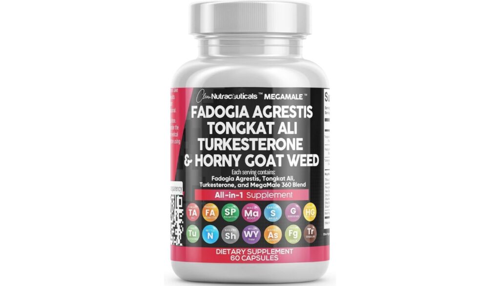 Clean Nutraceuticals MEGAMALE capsules with Fadogia Agrestis, Tongkat Ali, and Turkesterone