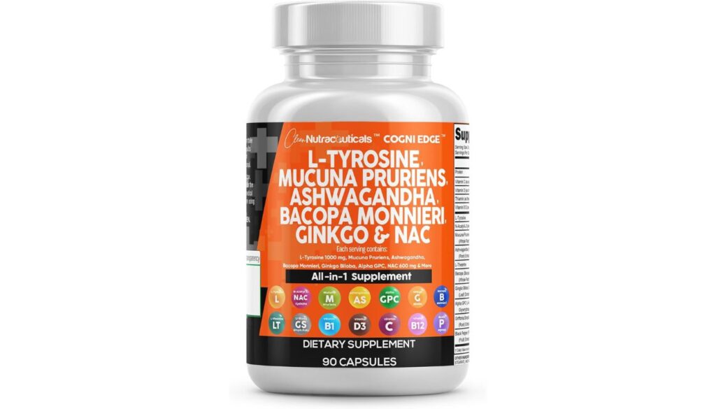 Clean Nutraceuticals COGNI EDGE capsules with L-Tyrosine, NAC, and brain-boosting herbs