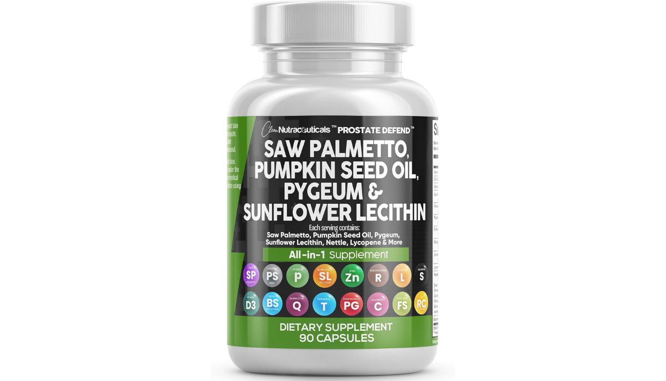 Clean Nutraceuticals PROSTATE DEFEND capsules with lycopene, saw palmetto, and pumpkin seed oil