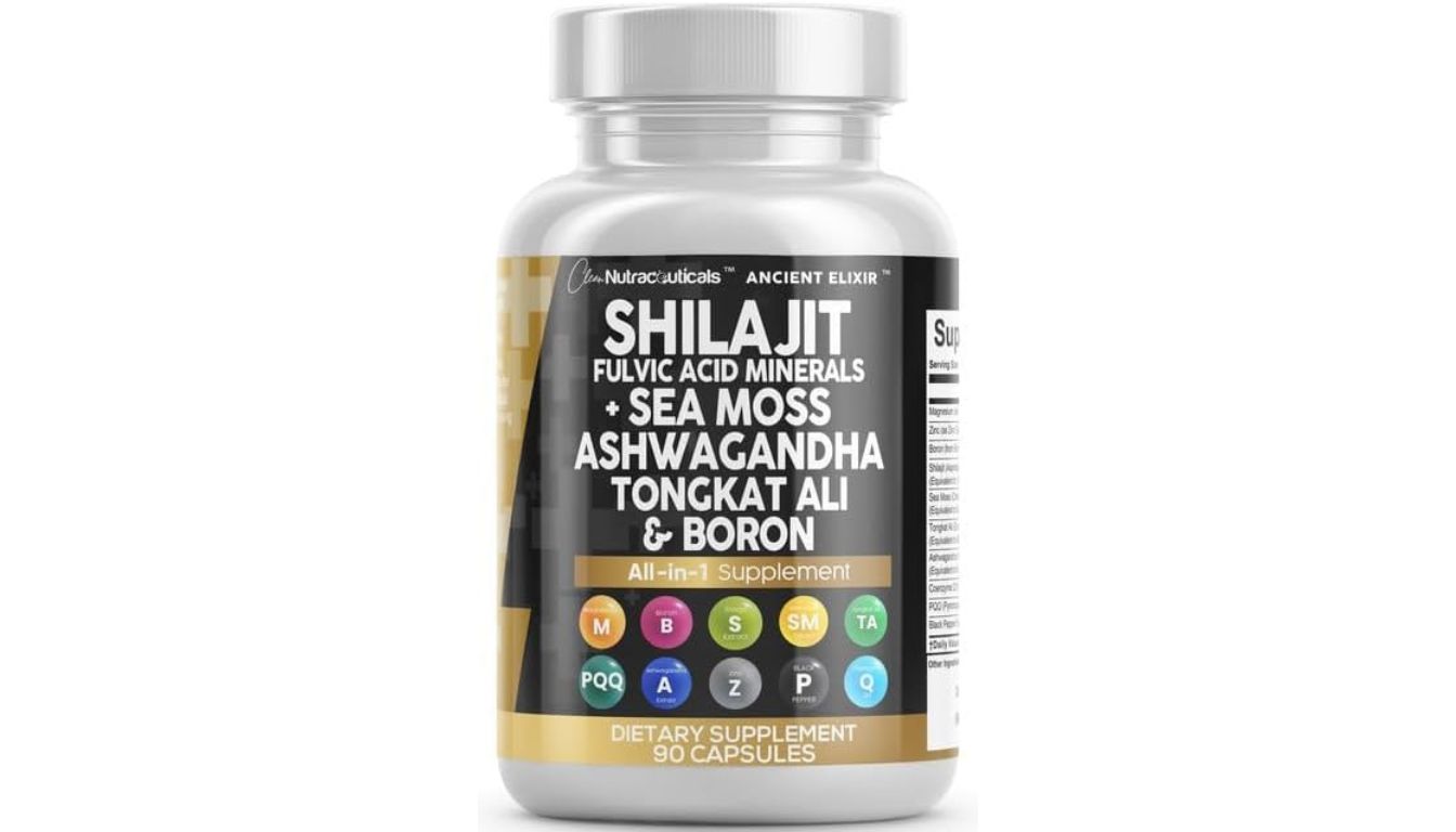 Clean Nutraceuticals Shilajit supplement with sea moss, ashwagandha, and tongkat ali