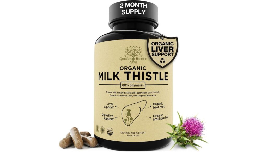 Garden Herbz Organic Milk Thistle bottle for liver and digestive support