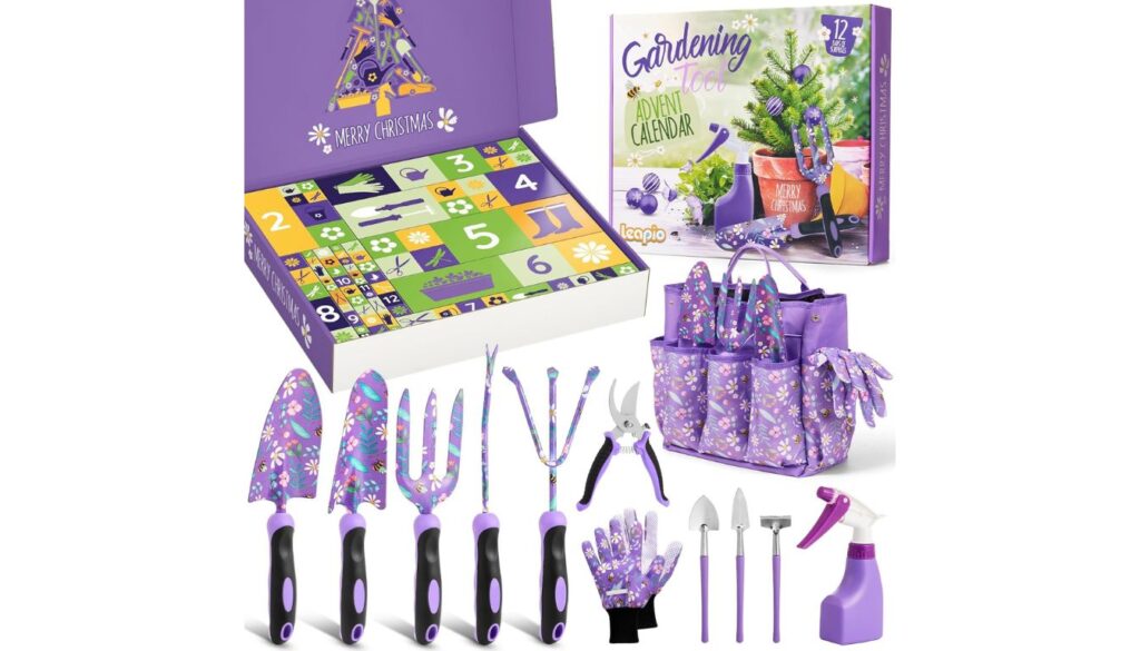 Leapie Gardening Advent Calendar with 12 daily surprises and festive gardening tools
