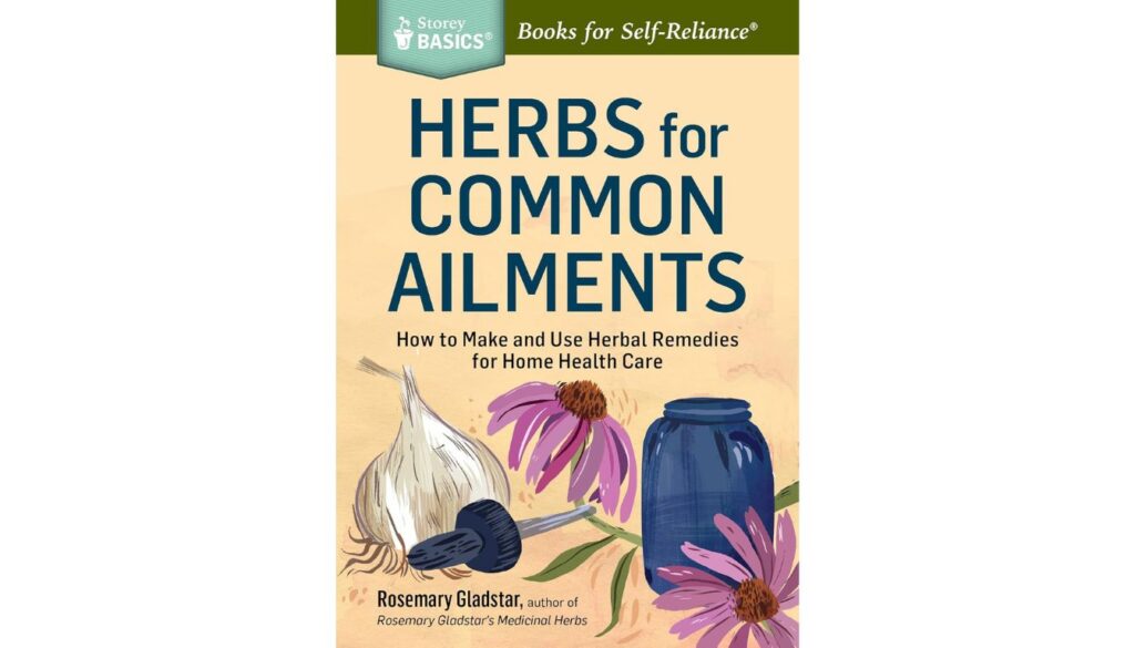 Cover of Herbs for Common Ailments by Rosemary Gladstar with herbal illustrations